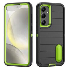 Per Samsung Galaxy S24+ 5G Defender Gen2 Custodia per telefono in silicone + PC resistente con supporto (nero+verde)