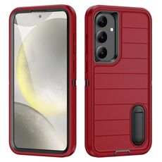 Per Samsung Galaxy S24+ 5G Defender Gen2 Custodia per telefono in silicone + PC resistente con supporto (rosso+nero)