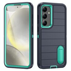 Per Samsung Galaxy S24+ 5G Defender Gen2 Custodia per telefono in silicone + PC resistente con supporto (blu scuro+ciano)