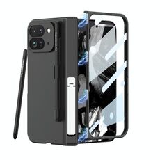 Custodia per telefono con flip magnetica integrata GKK per Google Pixel 9 Pro Fold, penna inclusa (nero)