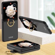 Custodia per telefono For Honor Magic V Flip GKK ultra sottile con copertura completa e anello (nero)