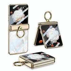 Custodia per telefono rotante Phantom pieghevole magnetica integrata For Honor Magic V Flip GKK con supporto ad anello (oro champagne)