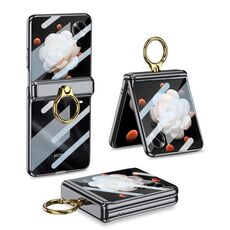 Custodia per telefono rotante Phantom pieghevole magnetica integrata For Honor Magic V Flip GKK con supporto ad anello (nero)