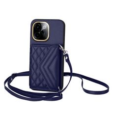 Per vivo Y200 Rhombic Texture Card Bag RFID Custodia per telefono con cordino lungo (blu)