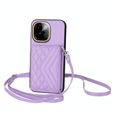 Per vivo Y200 Rhombic Texture Card Bag RFID Custodia per telefono con cordino lungo (viola chiaro)