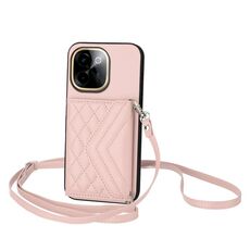 Per vivo Y200 Rhombic Texture Card Bag RFID Custodia per telefono con cordino lungo (oro rosa)
