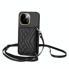 Per vivo Y200 Rhombic Texture Card Bag RFID Custodia per telefono con cordino lungo (nero)