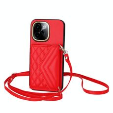 Per vivo Y200 Rhombic Texture Card Bag RFID Custodia per telefono con cordino lungo (rosso)
