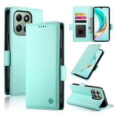 Custodia per telefono in pelle smerigliata magnetica con fibbia laterale per Honor X6b (verde menta)