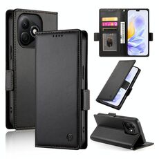 Custodia per telefono in pelle smerigliata magnetica con fibbia laterale per Honor X60i (nera)