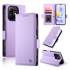 Custodia per telefono in pelle smerigliata magnetica con fibbia laterale per Honor X60i (viola)