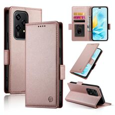 Custodia per telefono in pelle smerigliata magnetica con fibbia laterale globale per Honor 200 Lite (oro rosa)