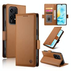 Custodia per telefono in pelle smerigliata magnetica con fibbia laterale globale per Honor 200 Lite (marrone)