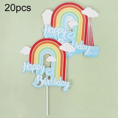 20 pezzi di decorazioni per torte di compleanno, decorazioni per torte, decorazioni per dessert, stile: arcobaleno 3