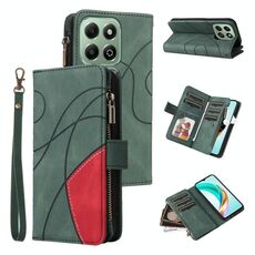 Per Honor X6b Custodia per telefono in pelle con cerniera e 9 scomparti per carte bicolore (verde)