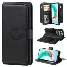 Per Honor X6b Portafoglio multifunzione 10 slot per carte Custodia in pelle per telefono (nero)