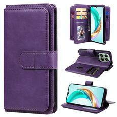 Per Honor X6b Portafoglio multifunzione 10 slot per carte Custodia in pelle per telefono (viola)