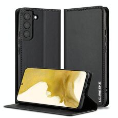 Per Samsung Galaxy S22+ 5G LC.IMEEKE L1 Series Custodia per telefono in PU con texture fine e smerigliata (nero)