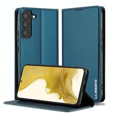 Per Samsung Galaxy S22+ 5G LC.IMEEKE L1 Series Custodia per telefono in PU con texture fine e smerigliata (blu)