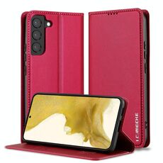 Per Samsung Galaxy S22+ 5G LC.IMEEKE L1 Series Custodia per telefono in PU con texture fine e smerigliata (rosso)
