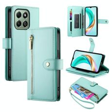 Per Honor X6b Custodia in pelle con cerniera e nove slot per schede (verde menta)