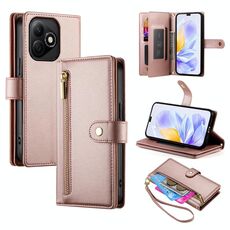 Per Honor X60i Custodia in pelle con cerniera e nove slot per schede (rosa)