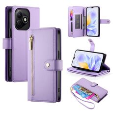 Per Honor X60i Custodia in pelle con cerniera e nove slot per schede (viola)