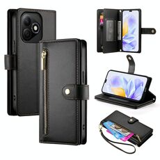 Per Honor X60i Custodia in pelle con cerniera e nove slot per schede (nero)