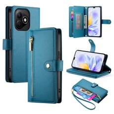Per Honor X60i Custodia in pelle con cerniera e nove slot per schede (blu)