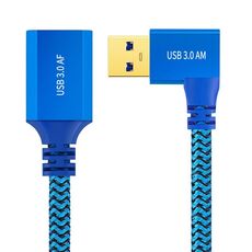 Cavo di prolunga a gomito laterale USB 3.0 femmina a USB 3.0 maschio per disco USB, mouse/tastiera/stampante, lunghezza: 1 m (blu)