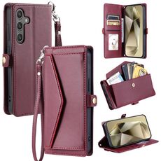 Per Samsung Galaxy S24 FE 5G Portafoglio Multi-Slot per Scheda Custodia in Pelle per Telefono (Rosso Vino)