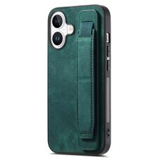 Per iPhone 16 Plus Custodia per telefono con cinturino retrò in pelle (verde)