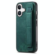 Per iPhone 16 Custodia per telefono con cinturino retrò in pelle (verde)