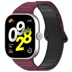 Per Redmi Watch 4 Reverse Buckle Cinturino in silicone magnetico (rosso vino nero)