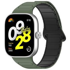 Per Redmi Watch 4 Reverse Buckle Cinturino in silicone magnetico (verde militare nero)