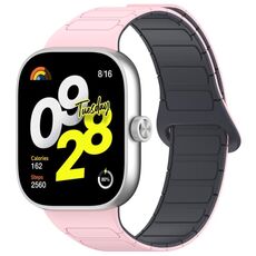 Per Redmi Watch 4 Reverse Buckle Cinturino in silicone magnetico (rosa chiaro grigio)