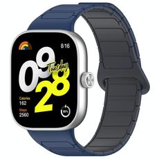 Per Redmi Watch 4 Reverse Buckle Cinturino Magnetico in Silicone (Blu Notte Grigio)