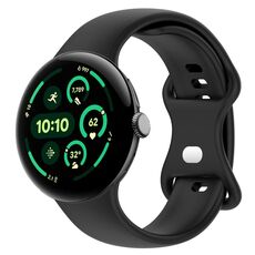 Per Google Pixel Watch 3 41mm cinturino in silicone con fibbia a farfalla tinta unita, taglia: L (nero)