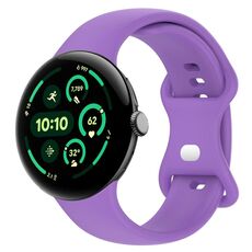 Per Google Pixel Watch 3 41mm cinturino in silicone con fibbia a farfalla tinta unita, taglia: L (viola)
