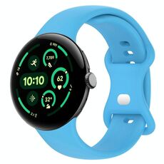 Per Google Pixel Watch 3 41mm cinturino in silicone con fibbia a farfalla tinta unita, taglia: L (azzurro cielo)