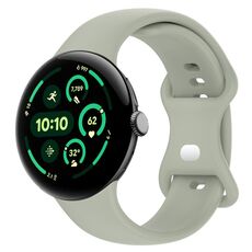 Per Google Pixel Watch 3 41mm Cinturino in silicone con fibbia a farfalla tinta unita, taglia: L (grigio verde)