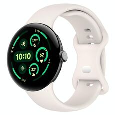 Per Google Pixel Watch 3 41mm cinturino in silicone con fibbia a farfalla tinta unita, taglia: L (Starlight)