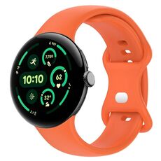 Per Google Pixel Watch 3 41mm cinturino in silicone con fibbia a farfalla tinta unita, taglia: L (arancione)