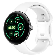 Per Google Pixel Watch 3 41mm cinturino in silicone con fibbia a farfalla tinta unita, taglia: L (bianco)