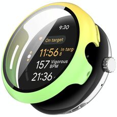 Per Google Pixel Watch 3 41mm PC + Pellicola temperata Custodia protettiva per orologio integrata (giallo + verde)