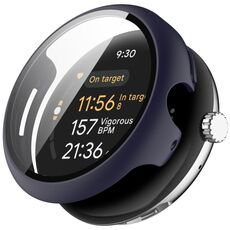 Per Google Pixel Watch 3 41mm PC + Pellicola temperata Custodia protettiva per orologio integrata (blu notte)