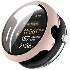 Per Google Pixel Watch 3 41mm PC + Pellicola temperata Custodia protettiva per orologio integrata (rosa)