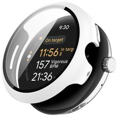 Per Google Pixel Watch 3 41mm PC + Pellicola temperata Custodia protettiva per orologio integrata (bianco)