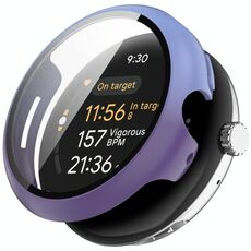 Per Google Pixel Watch 3 45mm PC + Pellicola temperata Custodia protettiva per orologio integrata (blu + viola)