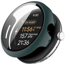 Per Google Pixel Watch 3 45mm PC + Pellicola temperata Custodia protettiva per orologio integrata (verde)